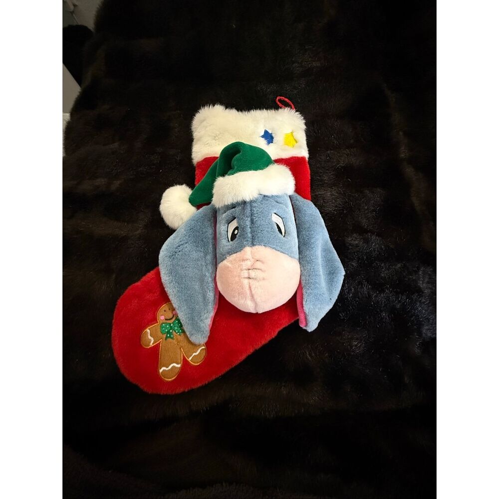VTG Disney  Store Christmas 3D Winnie The Pooh‎ Eeyore Stocking